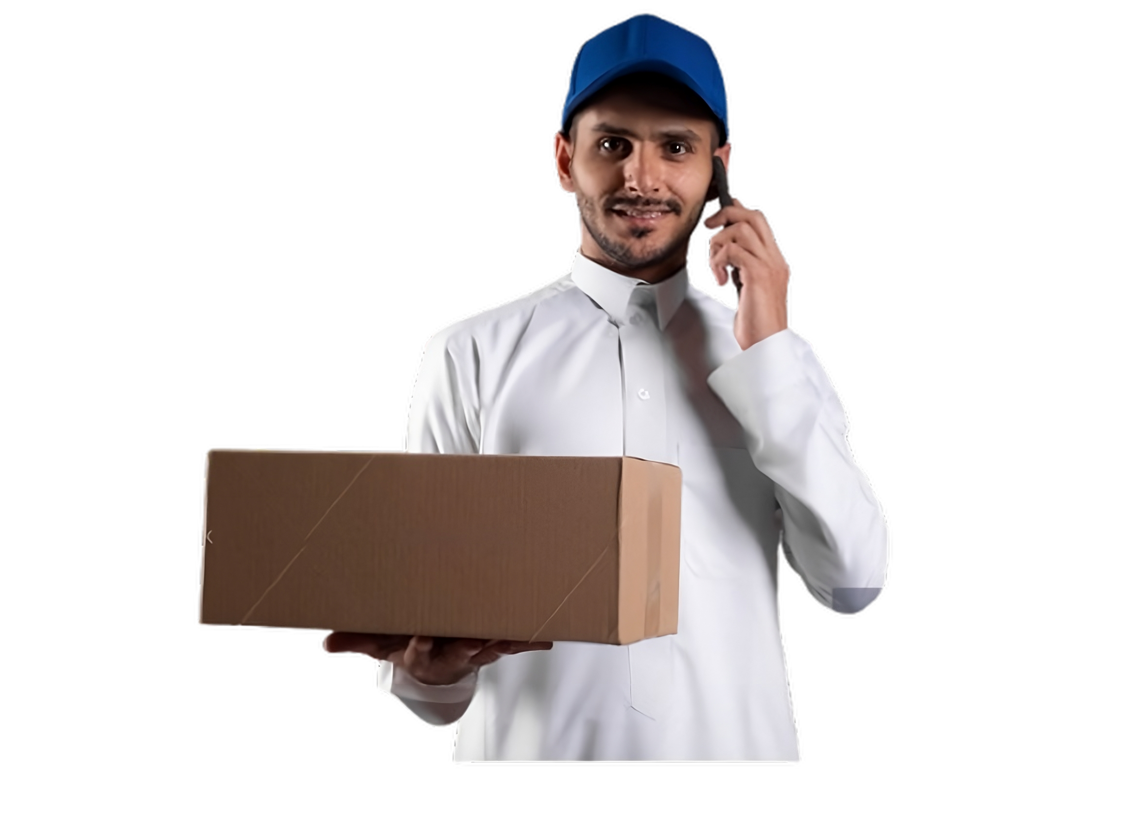 موظف خدمة لوجستية يحمل صندوق شحن